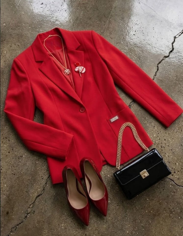 Ava Uzun Kollu Blazer Ceket - KIRMIZI