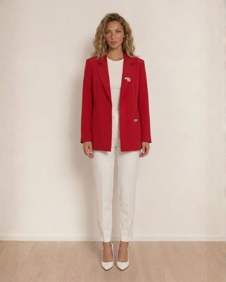 Ava Uzun Kollu Blazer Ceket - KIRMIZI