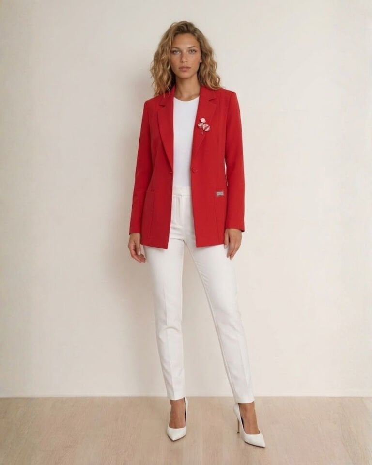 Ava Uzun Kollu Blazer Ceket - KIRMIZI