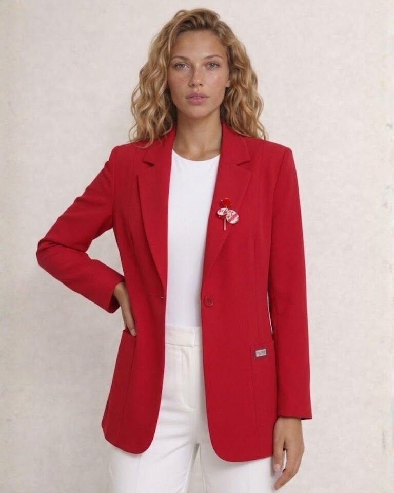 Ava Uzun Kollu Blazer Ceket - KIRMIZI