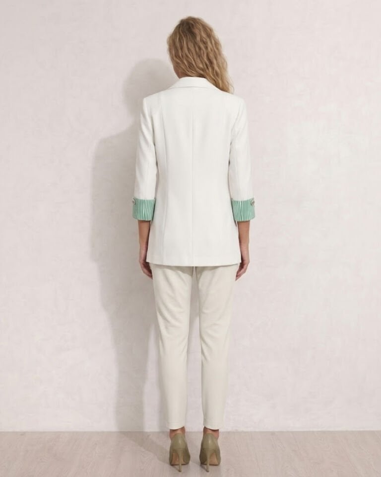 Anna Yazlık Blazer Ceket & Pantolon Takım - BEYAZ