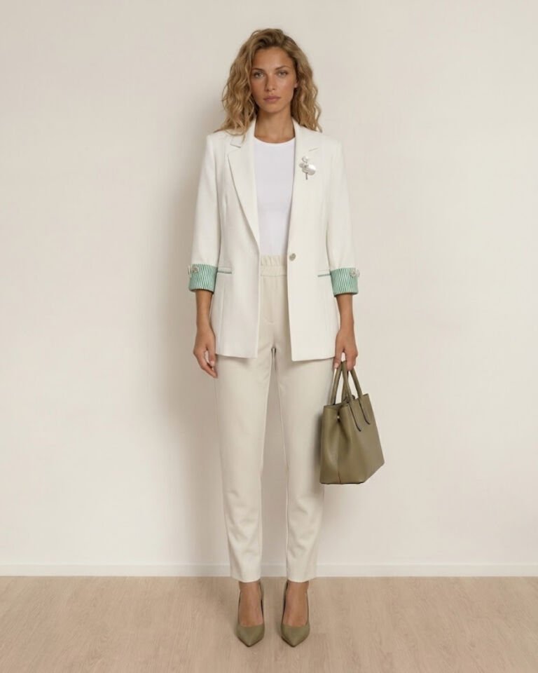 Anna Yazlık Blazer Ceket & Pantolon Takım - BEYAZ