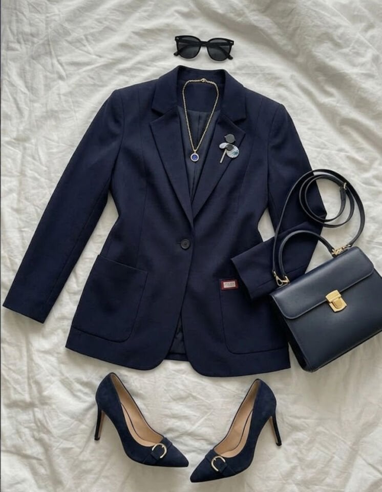 Ava Uzun Kollu Blazer Ceket - LACİVERT