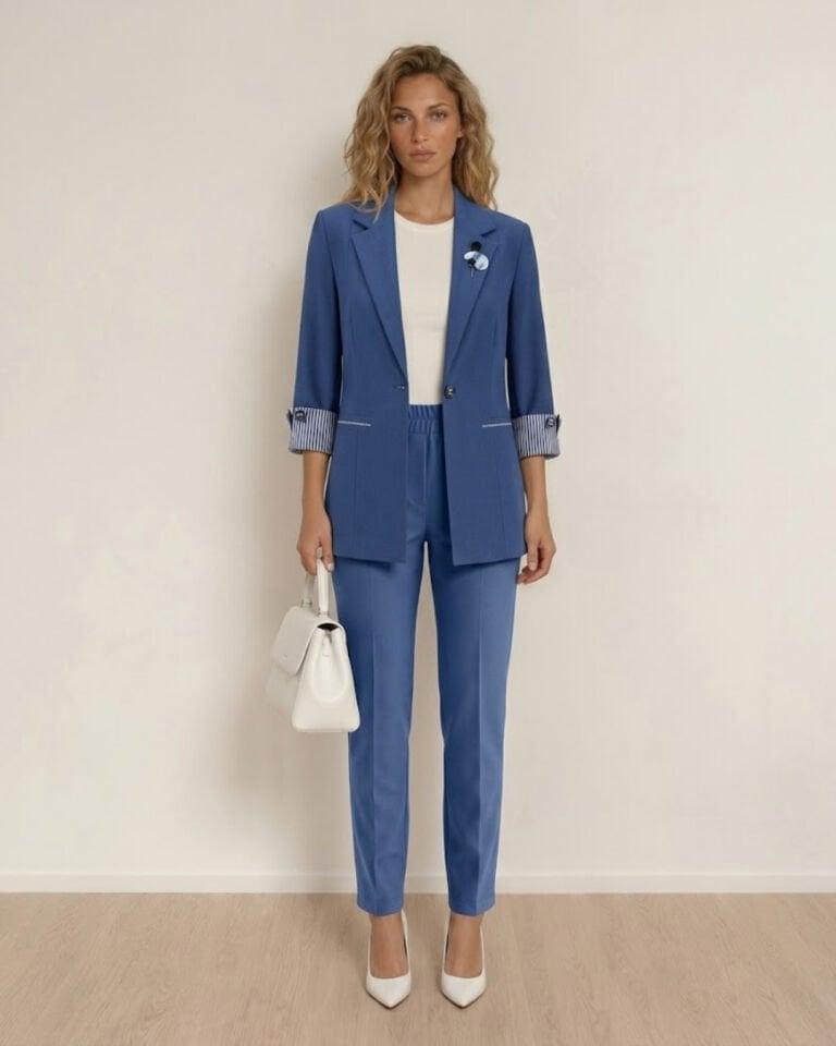 Anna Yazlık Blazer Ceket & Pantolon Takım - LACİVERT