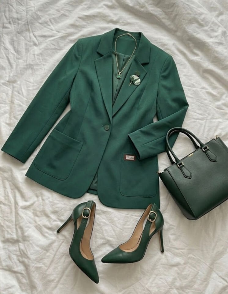 Ava Uzun Kollu Blazer Ceket - YEŞİL