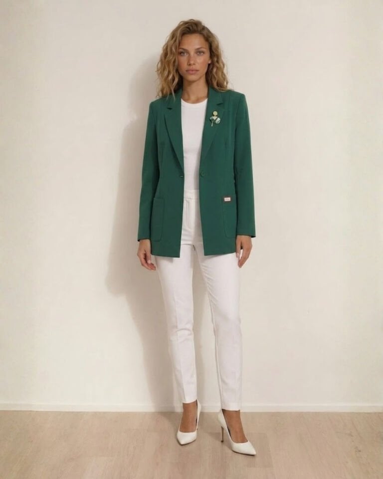 Ava Uzun Kollu Blazer Ceket - YEŞİL