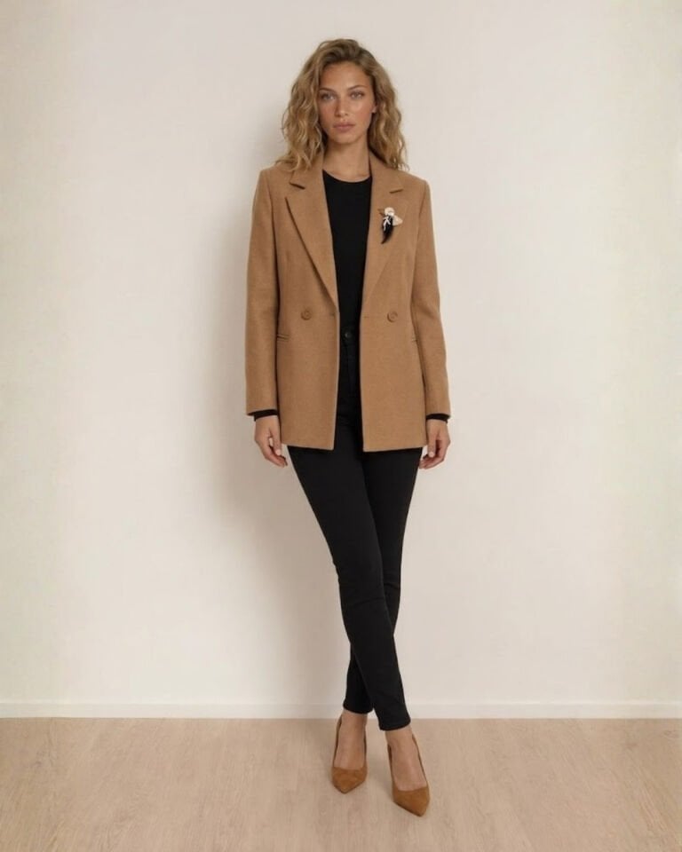 Celine Uzun Kollu Blazer Ceket - KAHVE