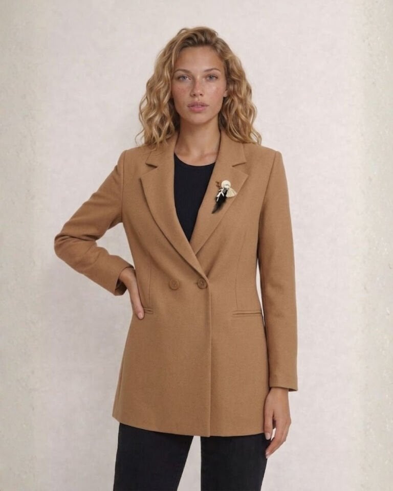 Celine Uzun Kollu Blazer Ceket - KAHVE