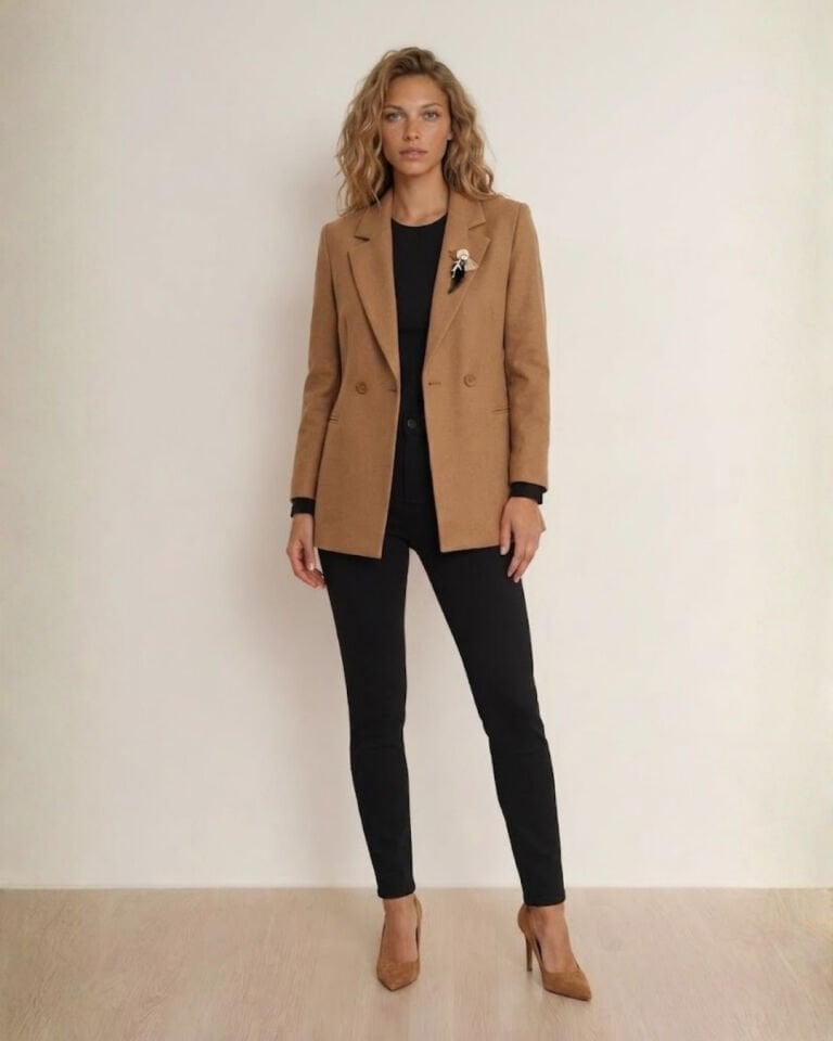 Celine Uzun Kollu Blazer Ceket - KAHVE