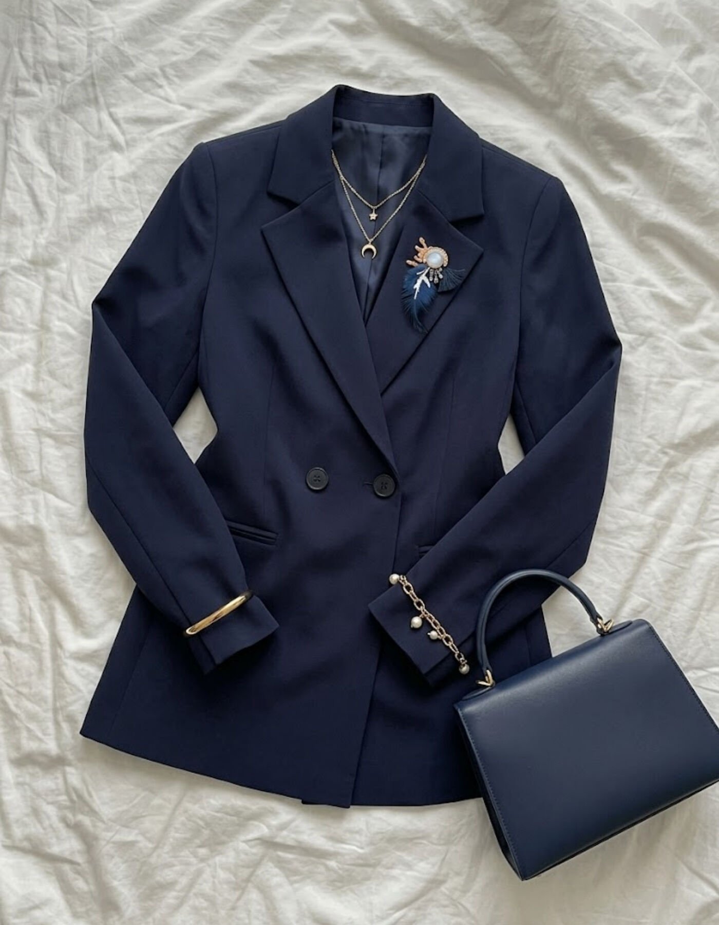 Celine Uzun Kollu Blazer Ceket - LACİVERT