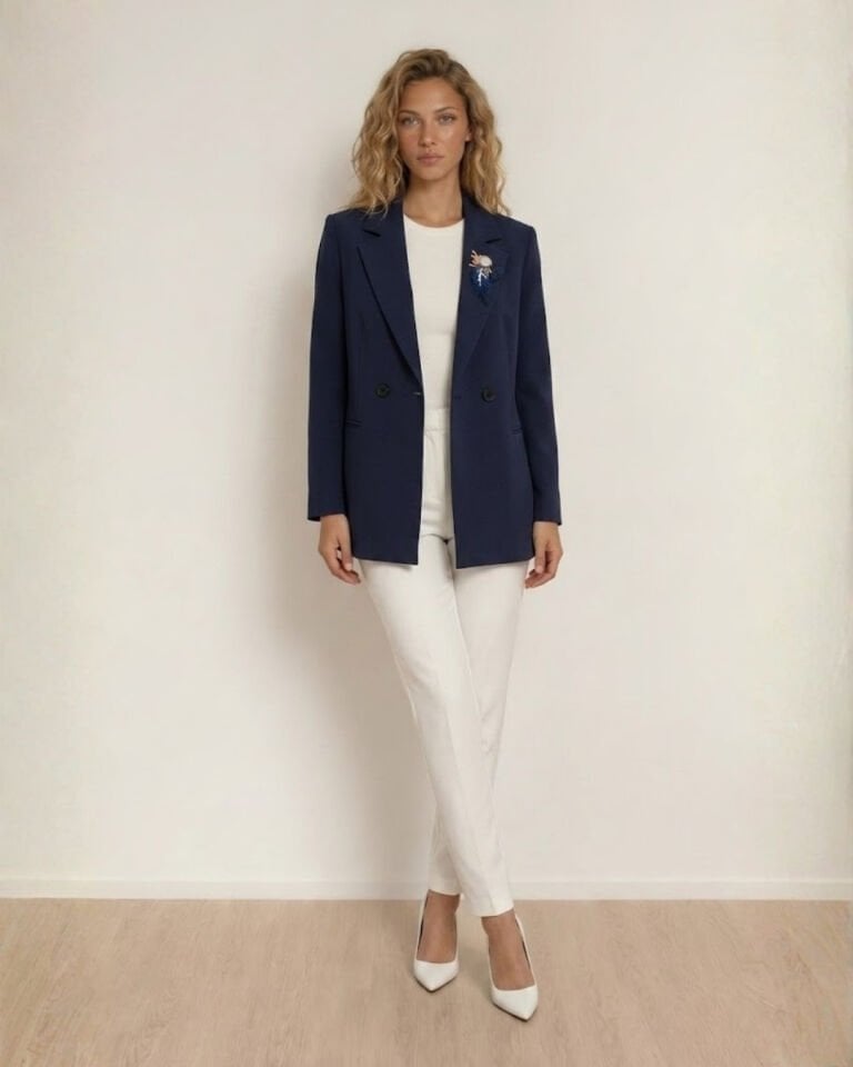 Celine Uzun Kollu Blazer Ceket - LACİVERT