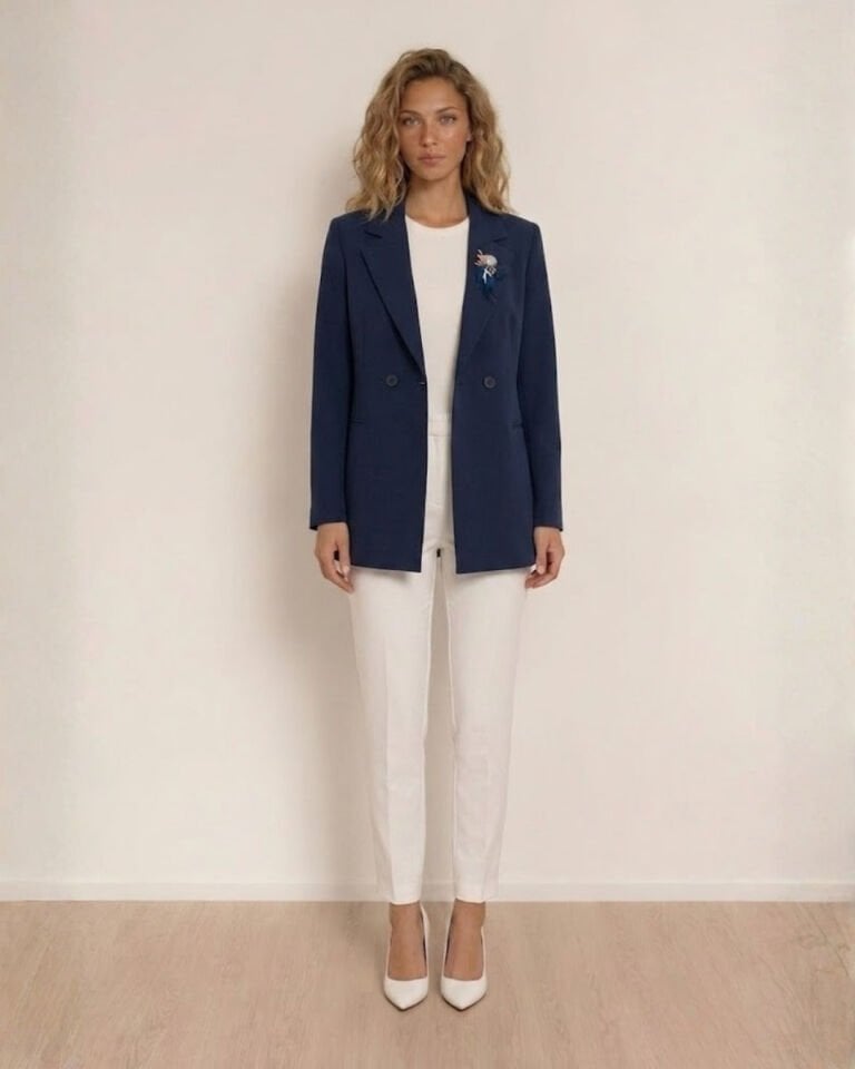 Celine Uzun Kollu Blazer Ceket - LACİVERT