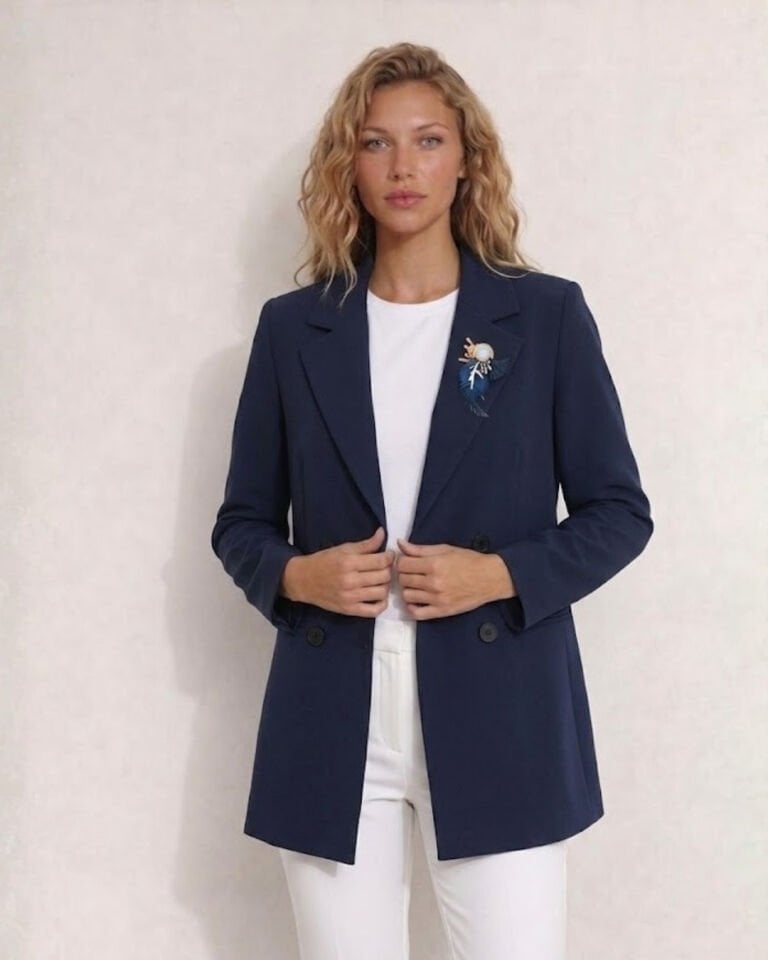 Celine Uzun Kollu Blazer Ceket - LACİVERT