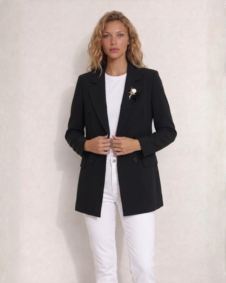 Celine Uzun Kollu Blazer Ceket - SİYAH