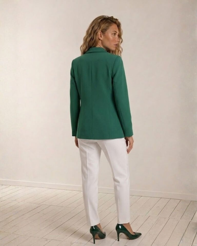 Celine Uzun Kollu Blazer Ceket - YEŞİL