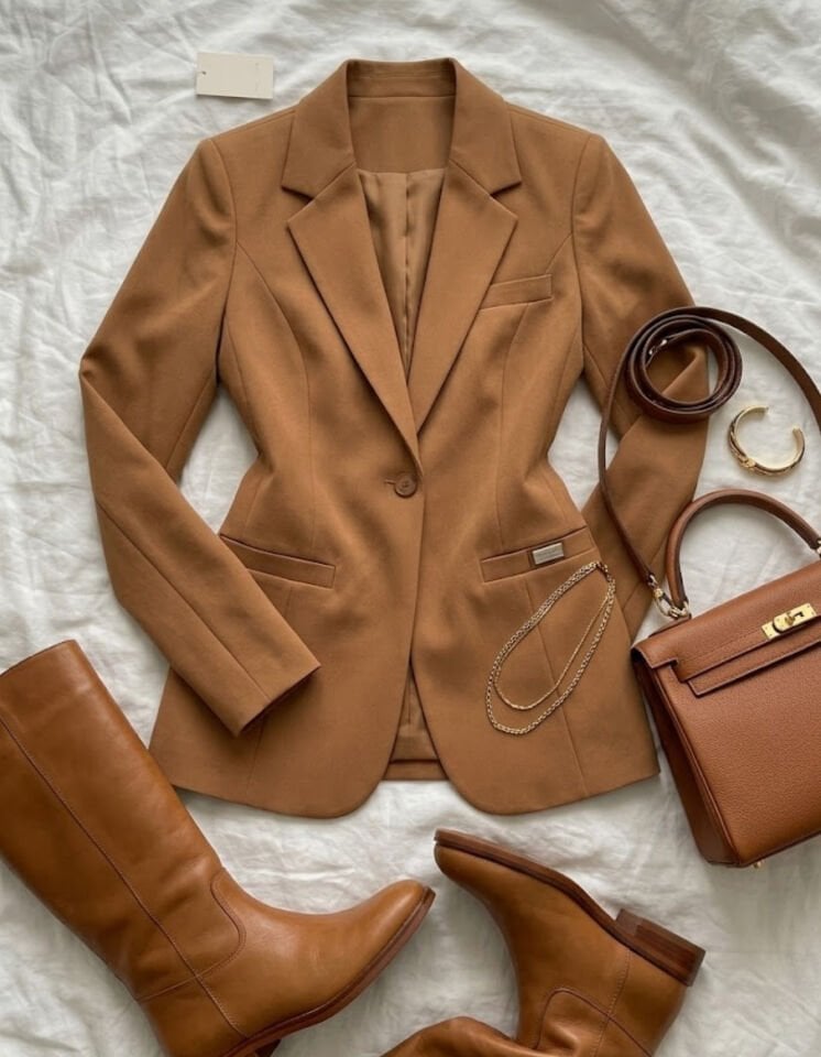 Emma Uzun Kollu Blazer Ceket - KAHVE