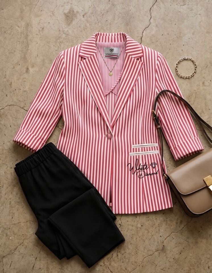 Rosa Yazlık Blazer Ceket & Pantolon Takım - PEMBE