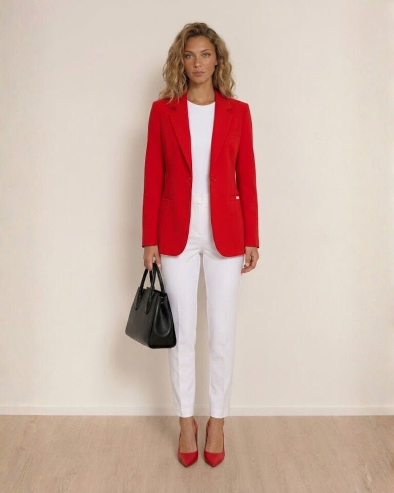 Emma Uzun Kollu Blazer Ceket - KIRMIZI