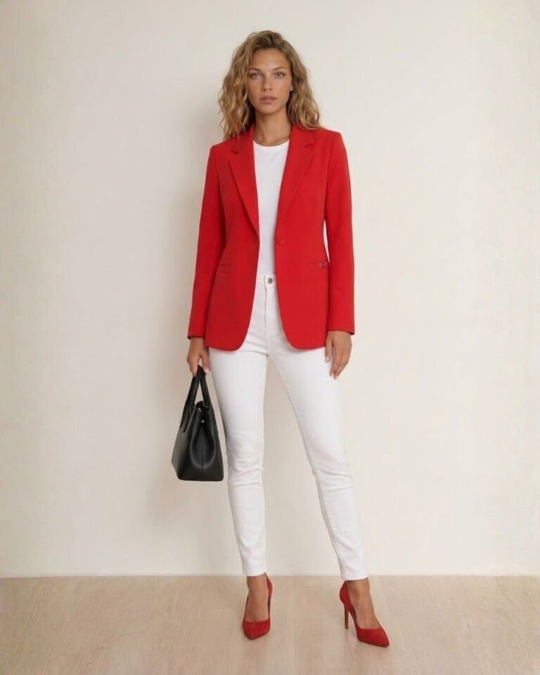 Emma Uzun Kollu Blazer Ceket - KIRMIZI