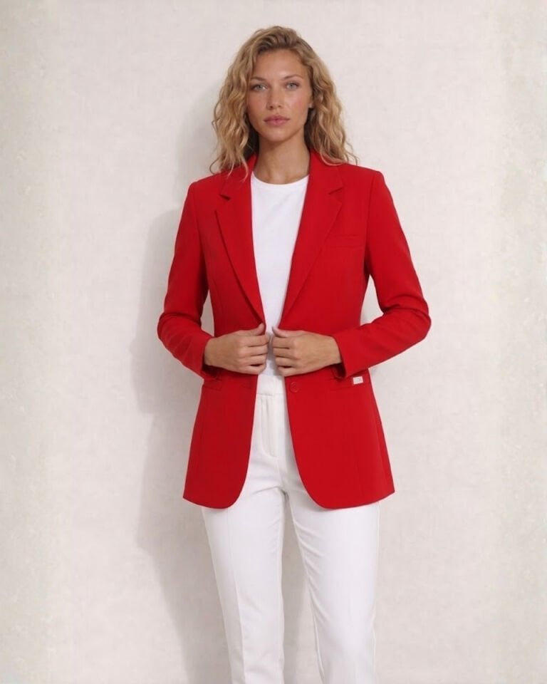 Emma Uzun Kollu Blazer Ceket - KIRMIZI