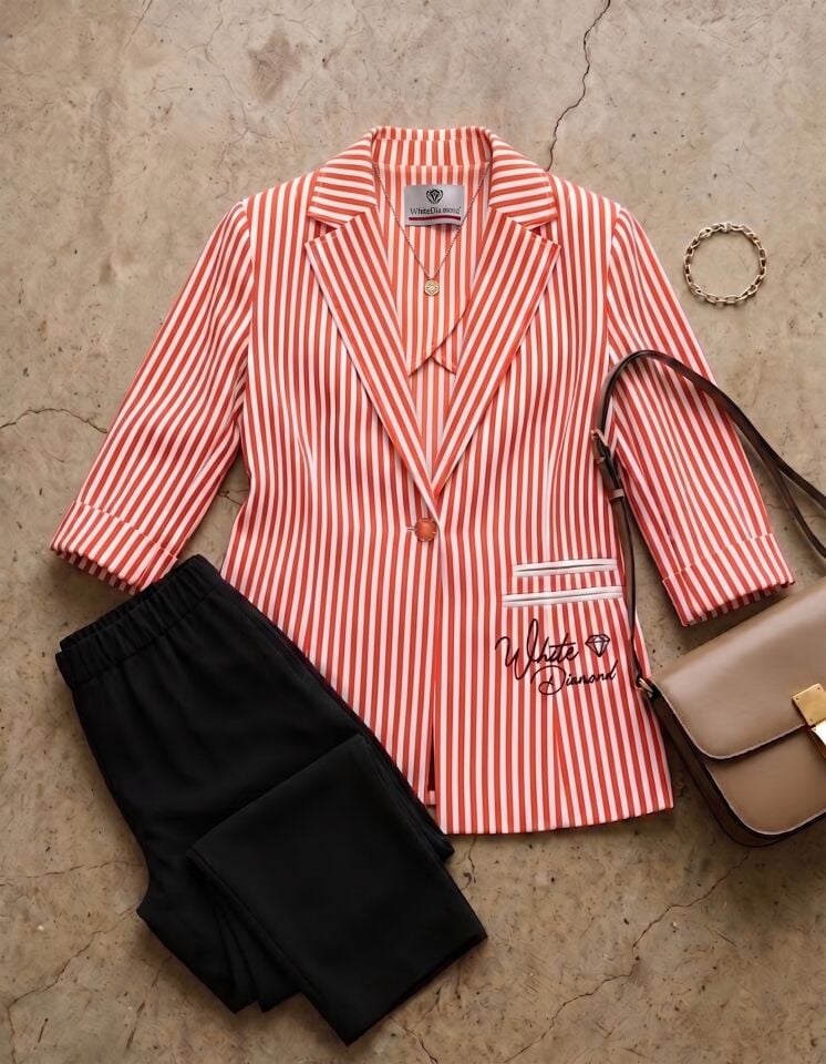 Rosa Yazlık Blazer Ceket & Pantolon Takım - TURUNCU