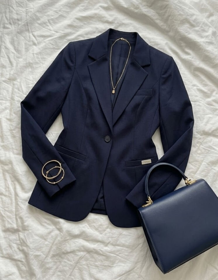 Emma Uzun Kollu Blazer Ceket - LACİVERT