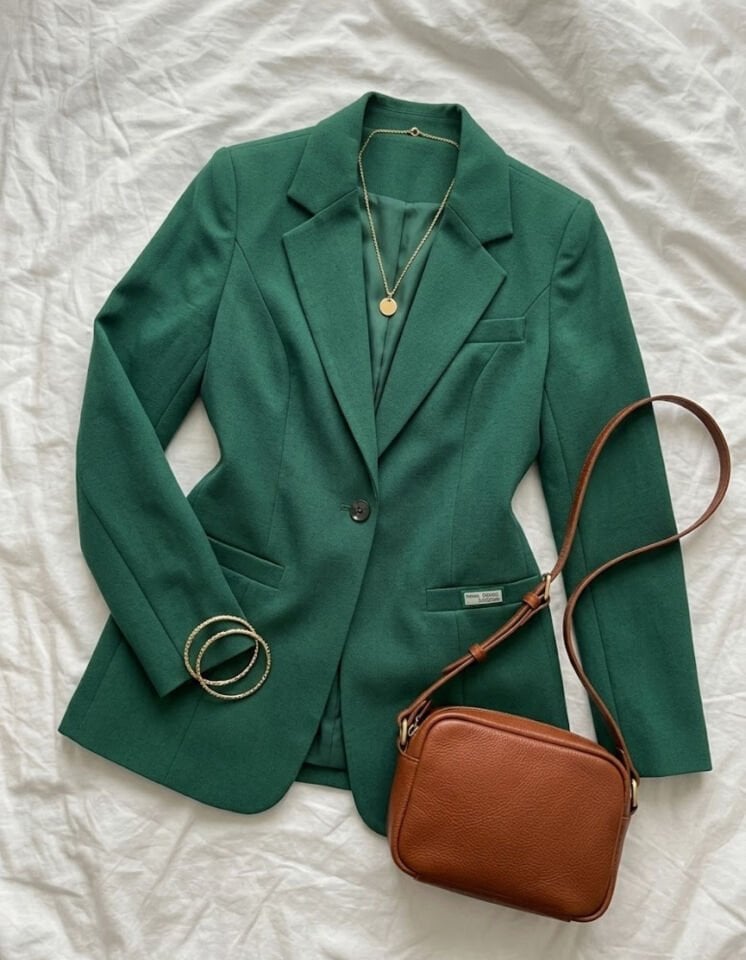 Emma Uzun Kollu Blazer Ceket - YEŞİL