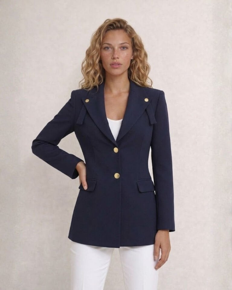 Lucia Uzun Kollu Blazer Ceket - LACİVERT
