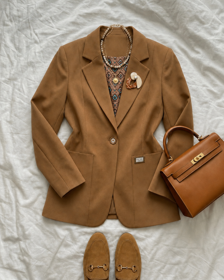 Carina Blazer Ceket - CAMEL
