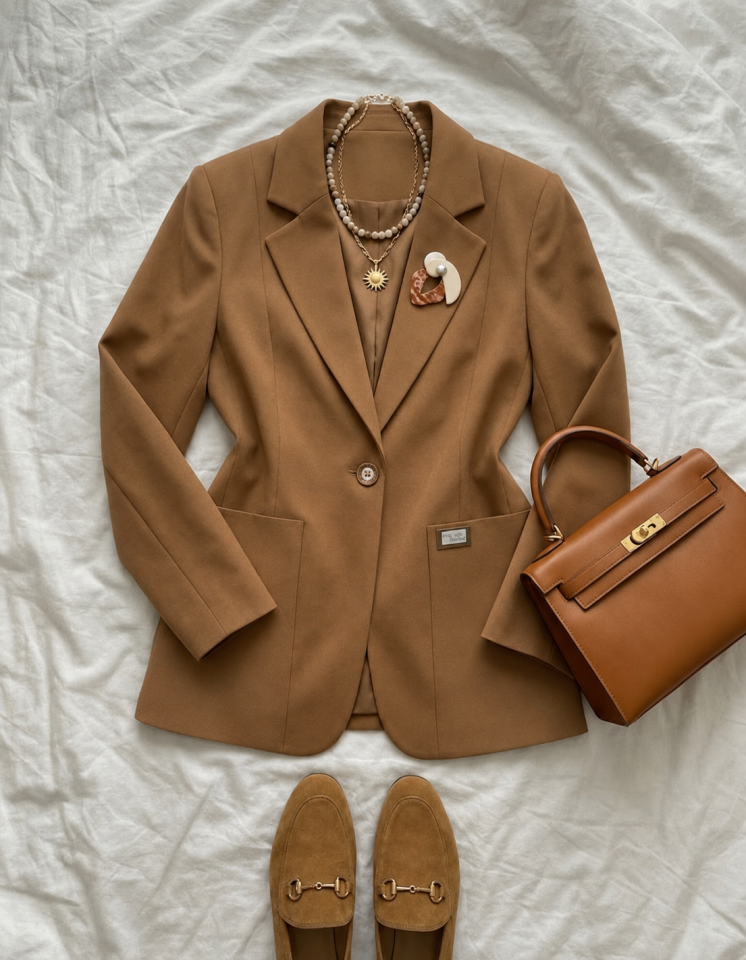 Carina Blazer Ceket - CAMEL