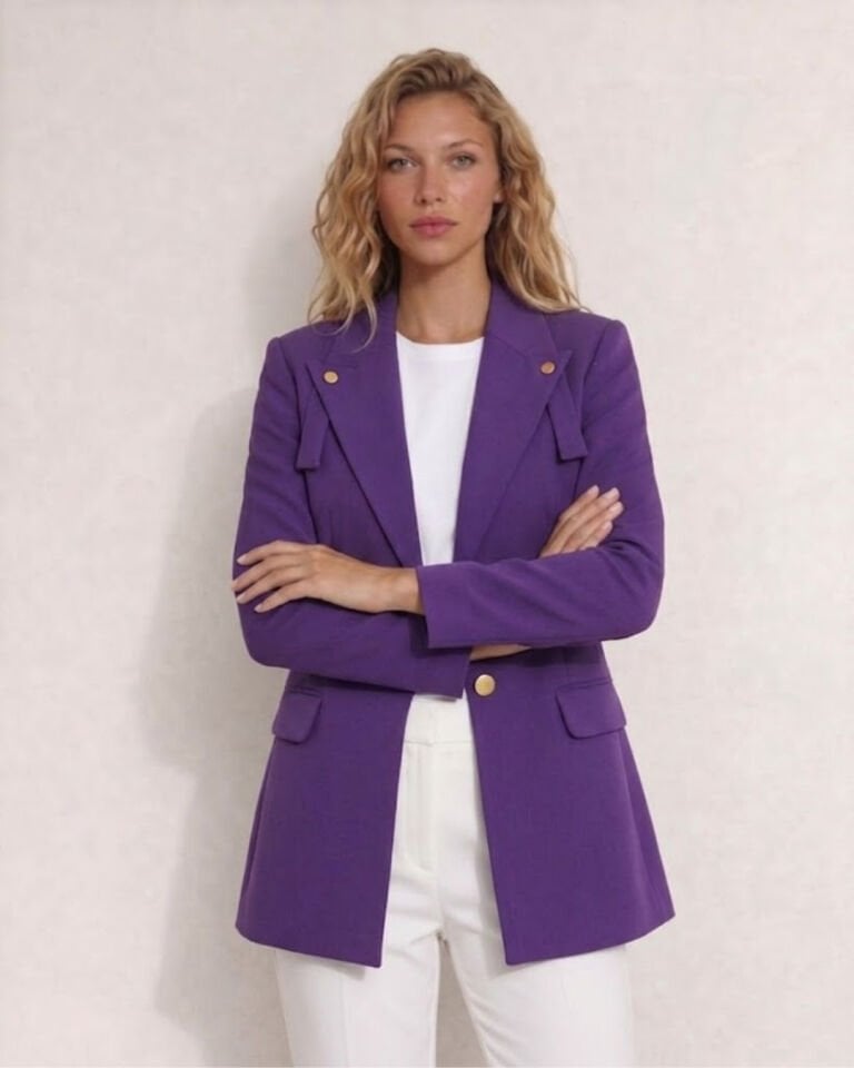 Lucia Uzun Kollu Blazer Ceket - MOR