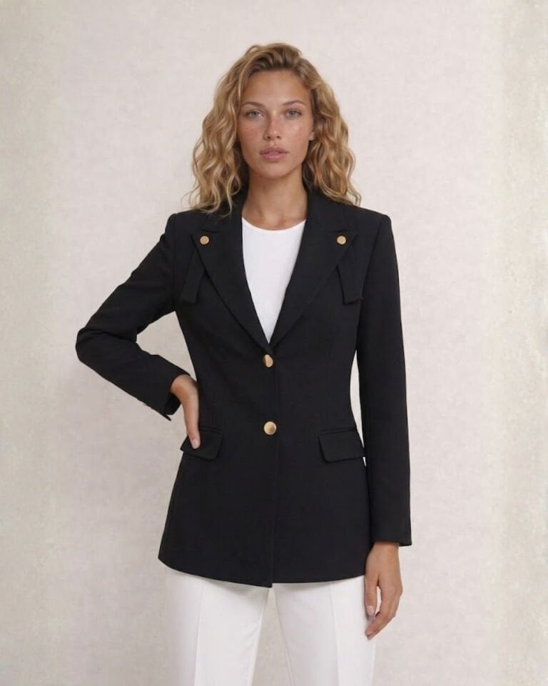 Lucia Uzun Kollu Blazer Ceket - SİYAH