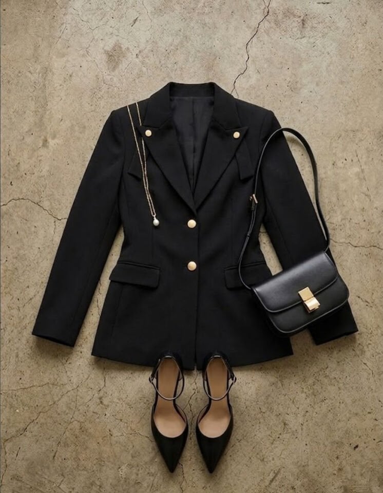 Lucia Uzun Kollu Blazer Ceket - SİYAH