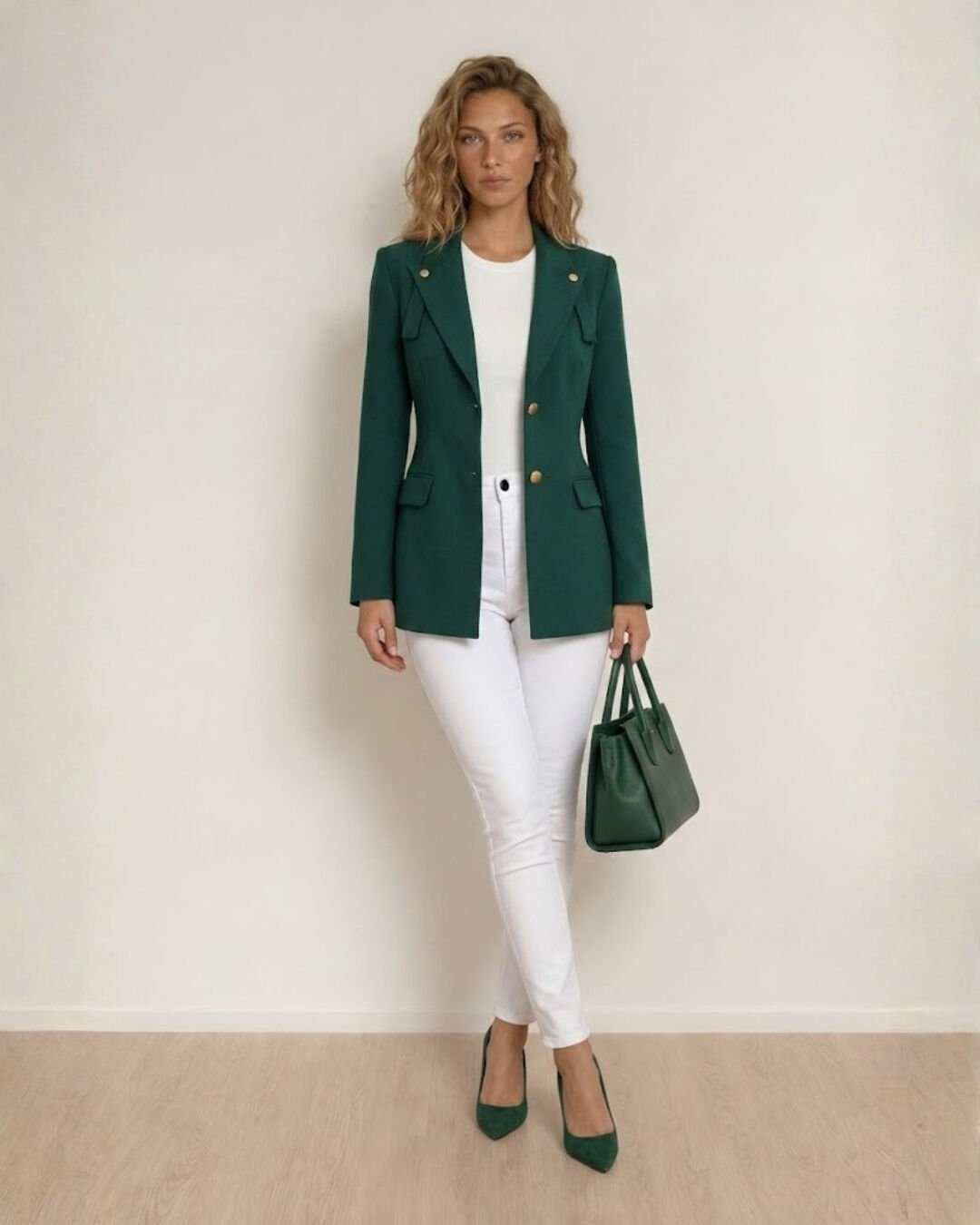 Lucia Uzun Kollu Blazer Ceket - YEŞİL