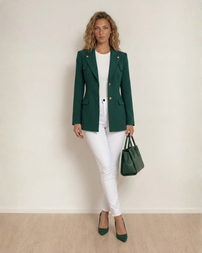 Lucia Uzun Kollu Blazer Ceket - YEŞİL