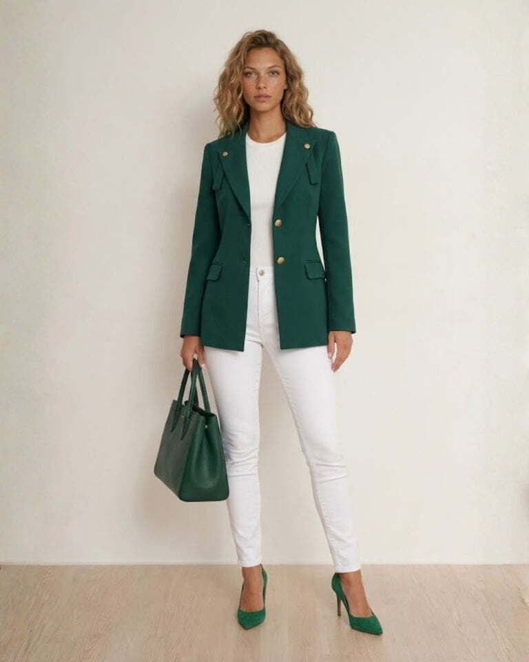 Lucia Uzun Kollu Blazer Ceket - YEŞİL