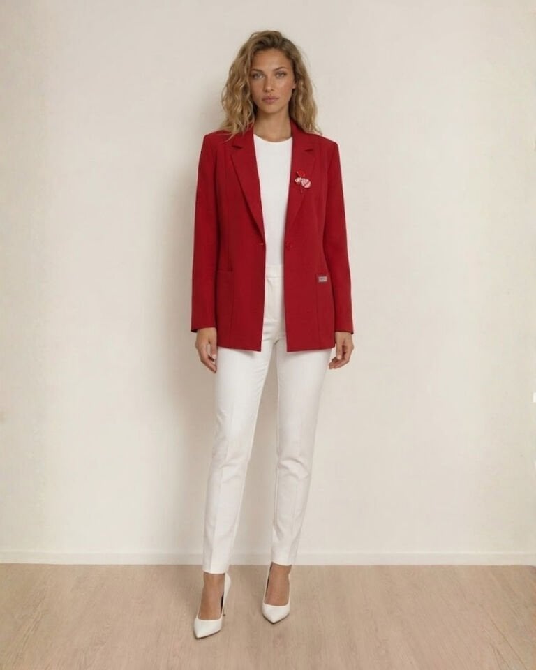 Carina Kışlık Blazer Ceket - KIRMIZI