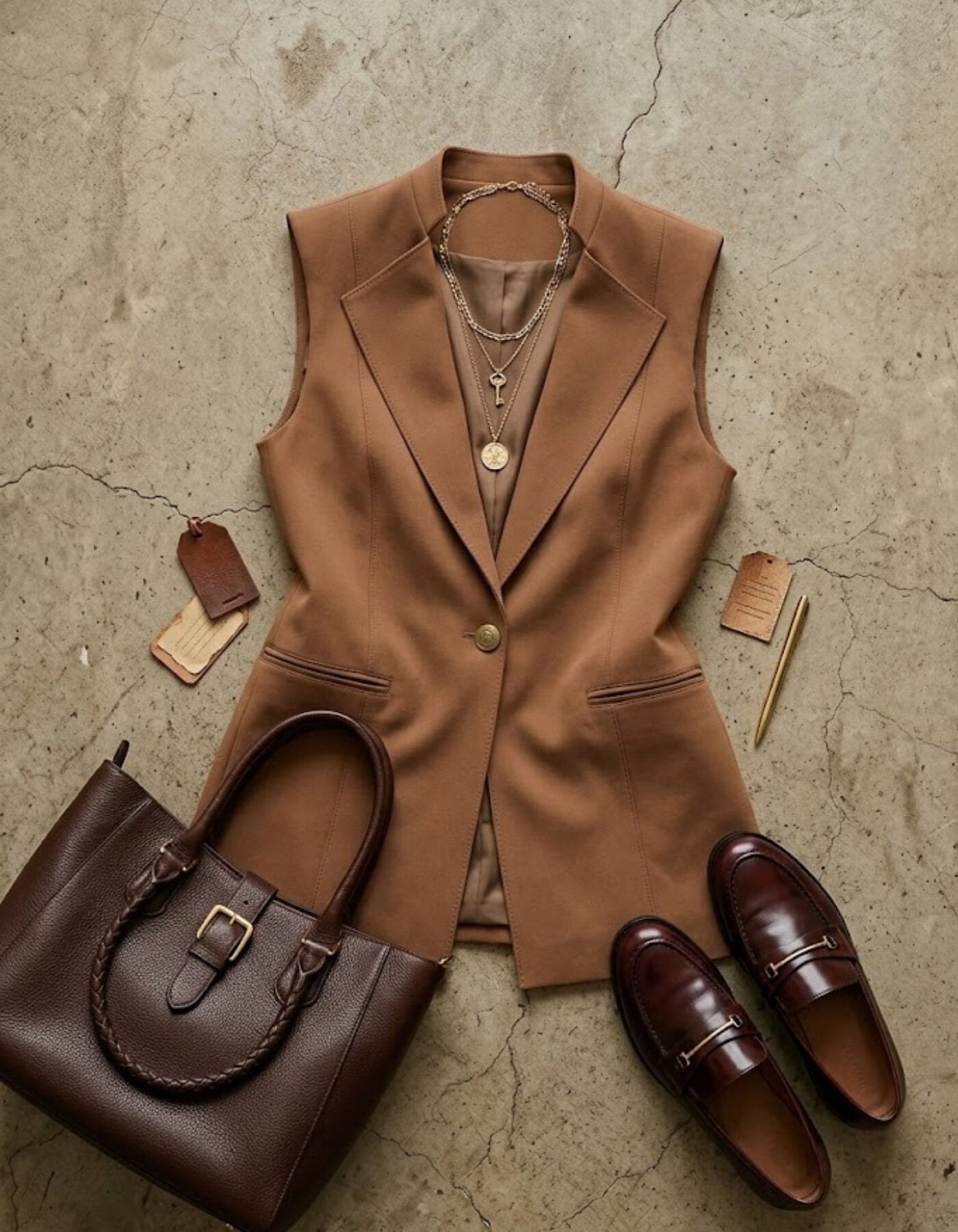 Helen Canvas Yelek - KAHVE