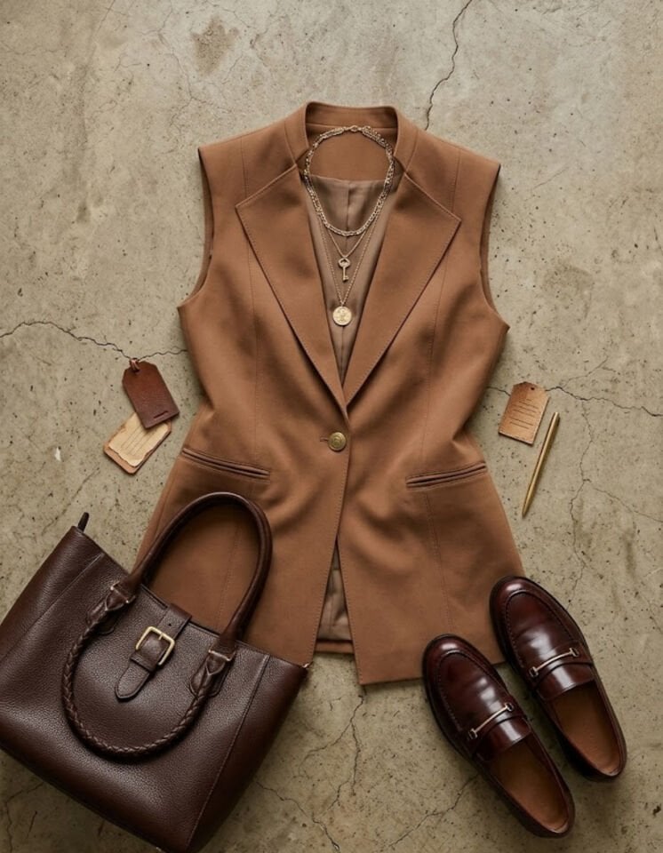 Helen Canvas Yelek - KAHVE