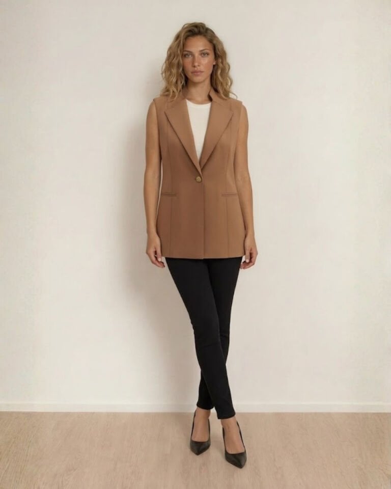 Helen Canvas Yelek - KAHVE