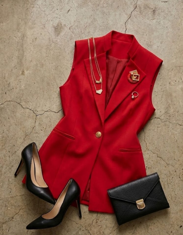 Helen Canvas Yelek - KIRMIZI