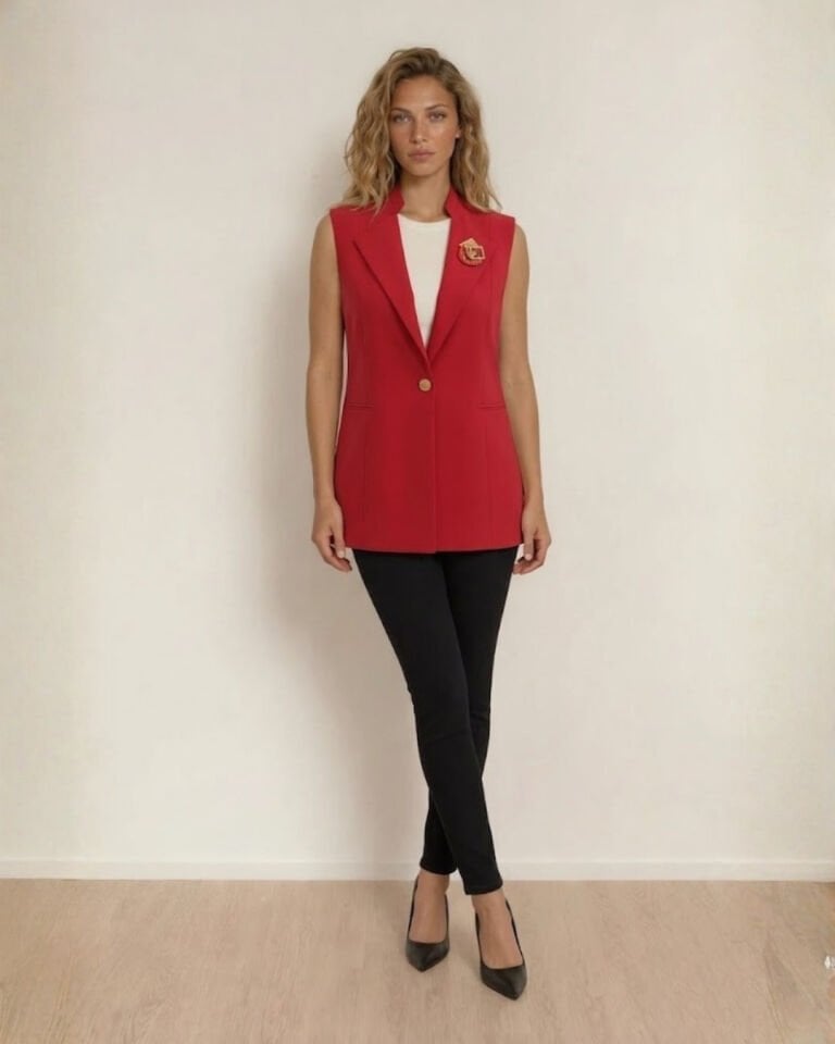 Helen Canvas Yelek - KIRMIZI