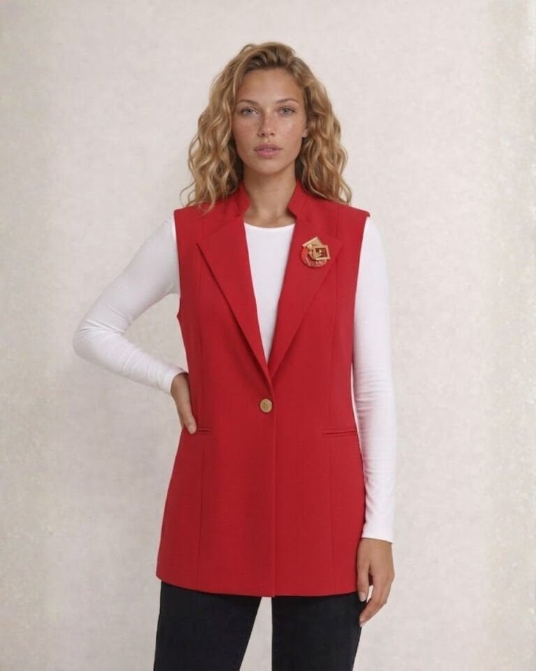 Helen Canvas Yelek - KIRMIZI