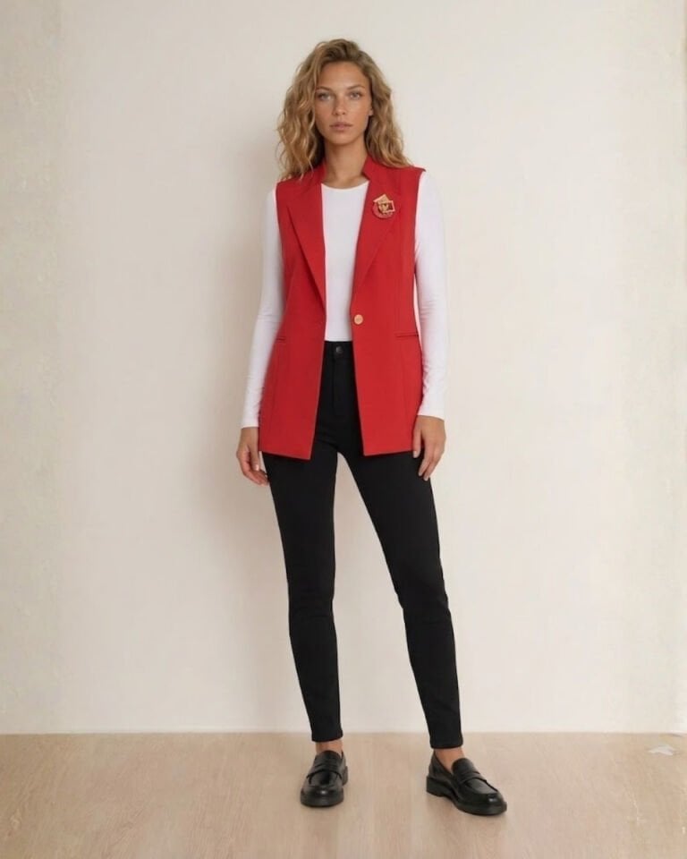 Helen Canvas Yelek - KIRMIZI