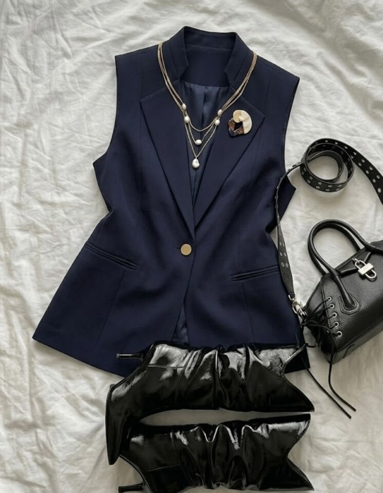 Helen Canvas Yelek - LACİVERT