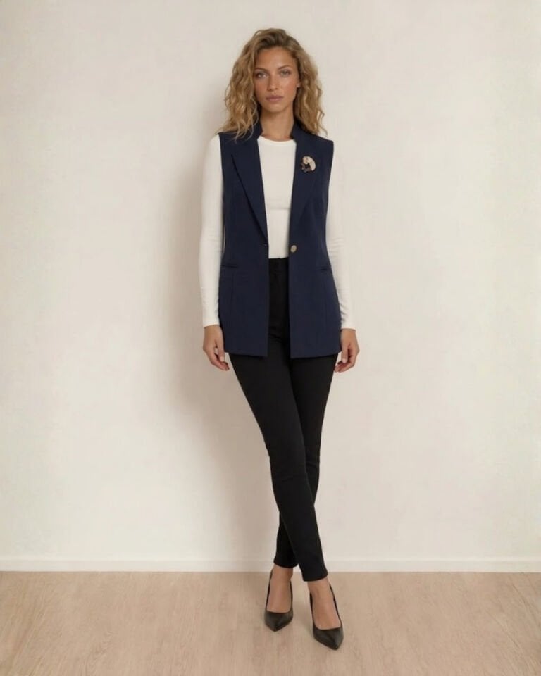 Helen Canvas Yelek - LACİVERT