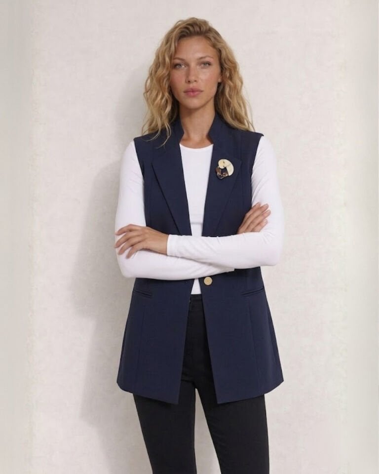 Helen Canvas Yelek - LACİVERT