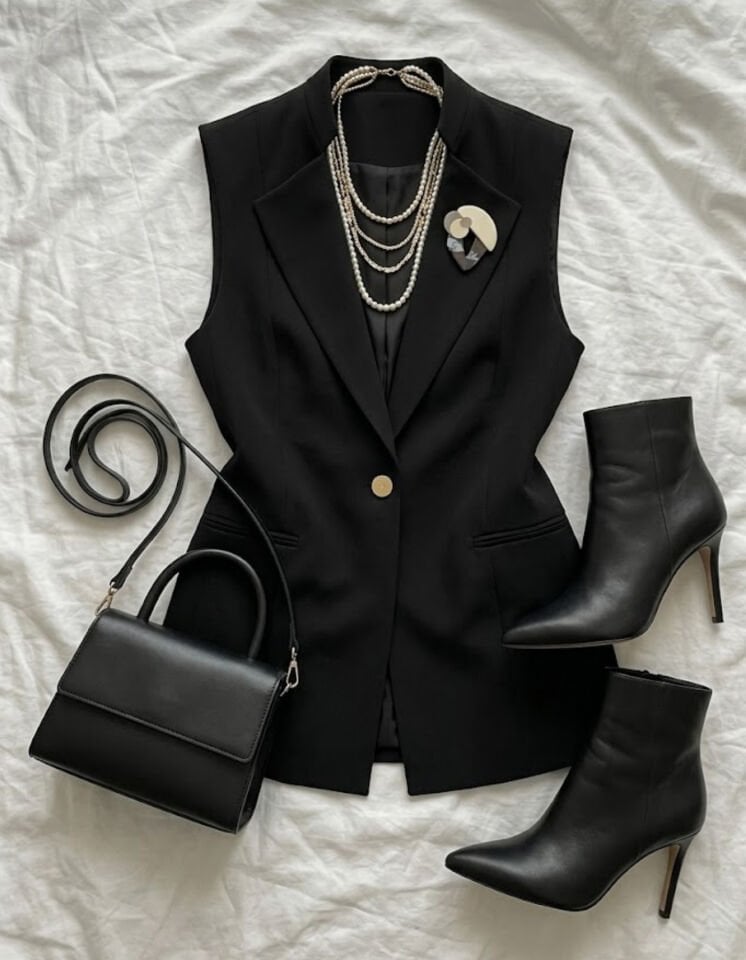 Helen Canvas Yelek - SİYAH