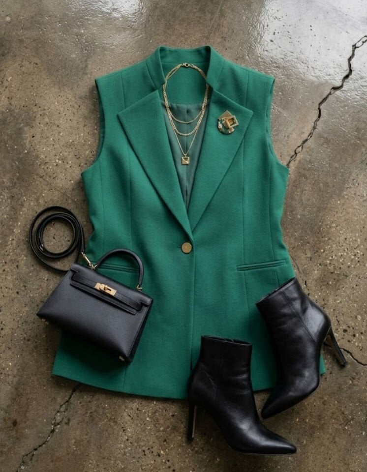 Helen Canvas Yelek - YEŞİL