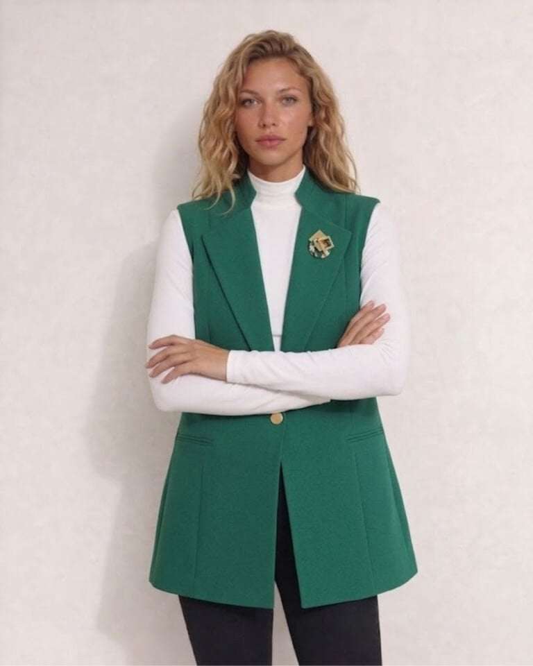 Helen Canvas Yelek - YEŞİL